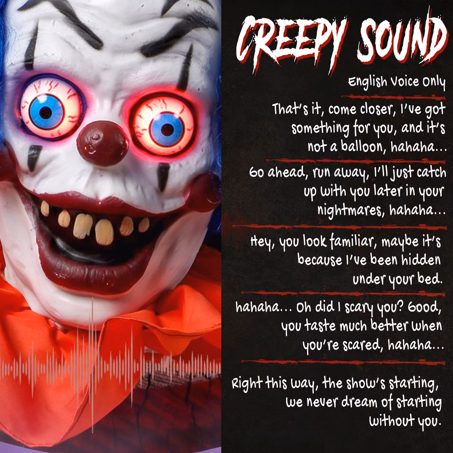 HOMCOM Life Size Animated Clown Halloween Decoration, Scary Sound-Activated Animatronics, Height: 167 cm – 5
