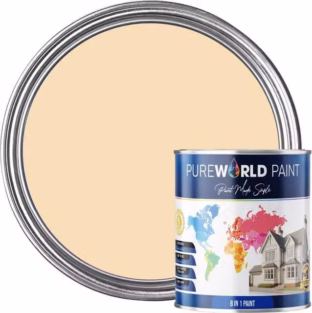 Pureworld Multi Surface Indoor and Outdoor All-In-One Water Based Matt Paint in Beige Powder, 20 l