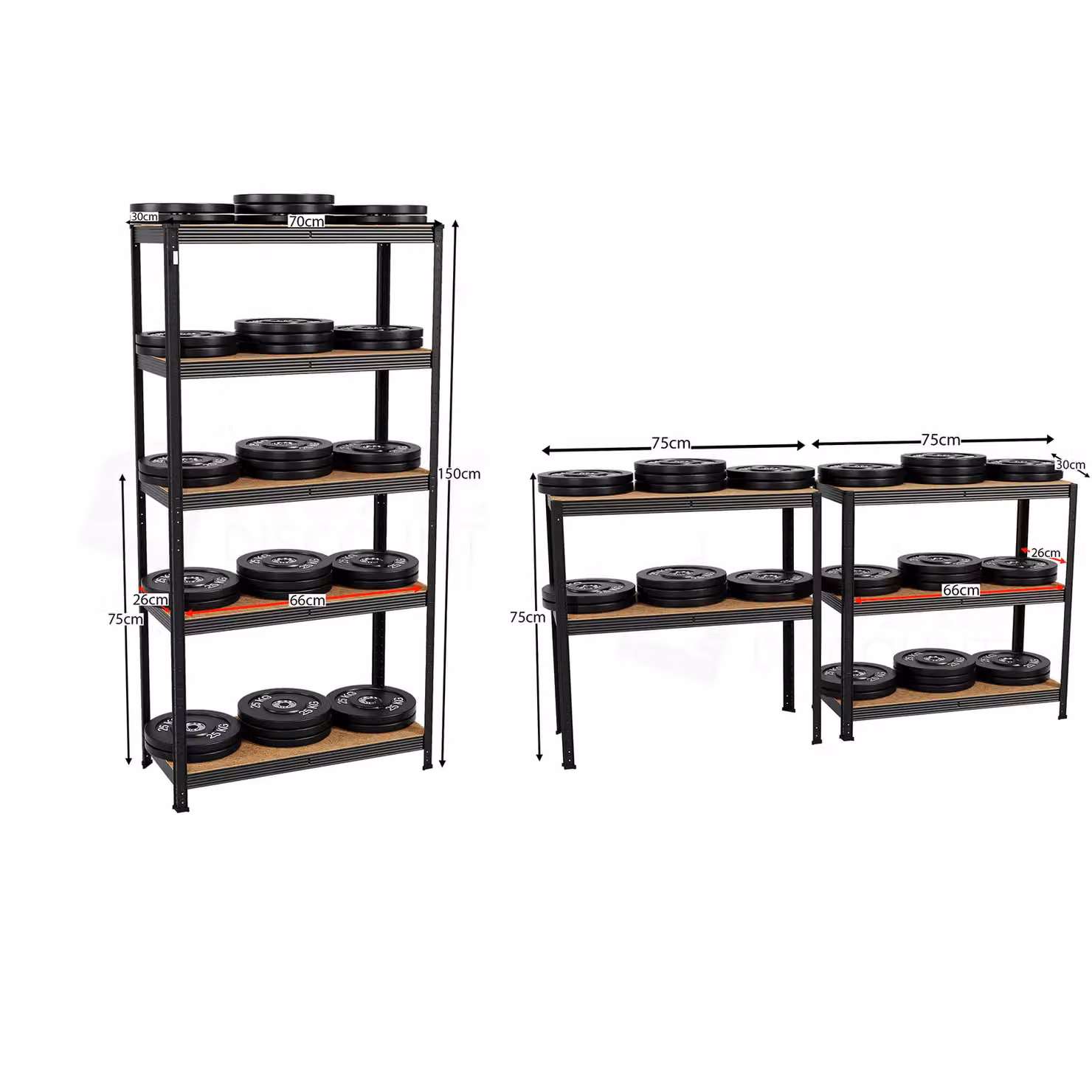 Home Discount Home Vida Set of 4 Heavy Duty 5 Tier Garage Shelves and Work Benches in Black, W: 150 cm, D: 70 cm, H: 150 cm – 3