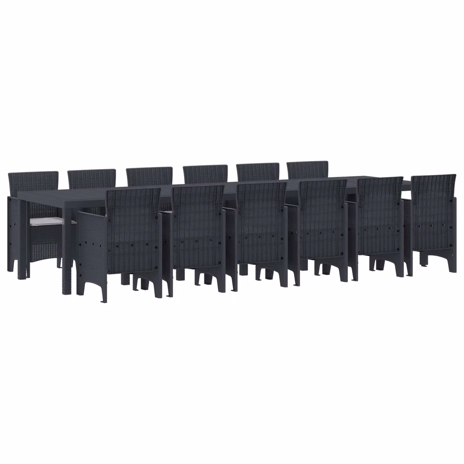 Berkfield Home 13 Piece Anthracite Poly Rattan Garden Dining Set with Cushions – 2