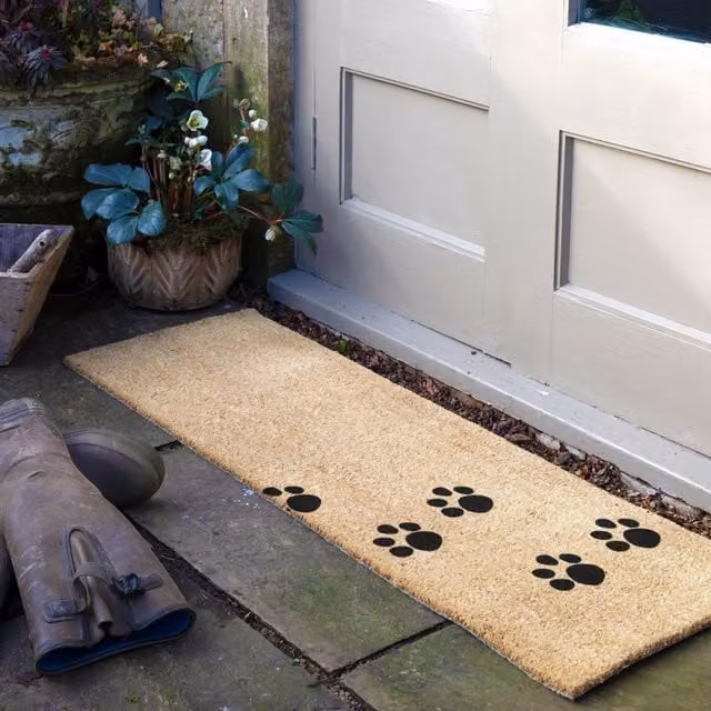 Artsy Mats Paw Prints Patio Doormat in Beige, W/D/H: 120 x 40 x 1 cm – 1