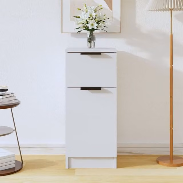Berkfield Home White Minimalist Sideboard in Matt MDF, W/D/H: 30 x 30 x 70 cm – 1