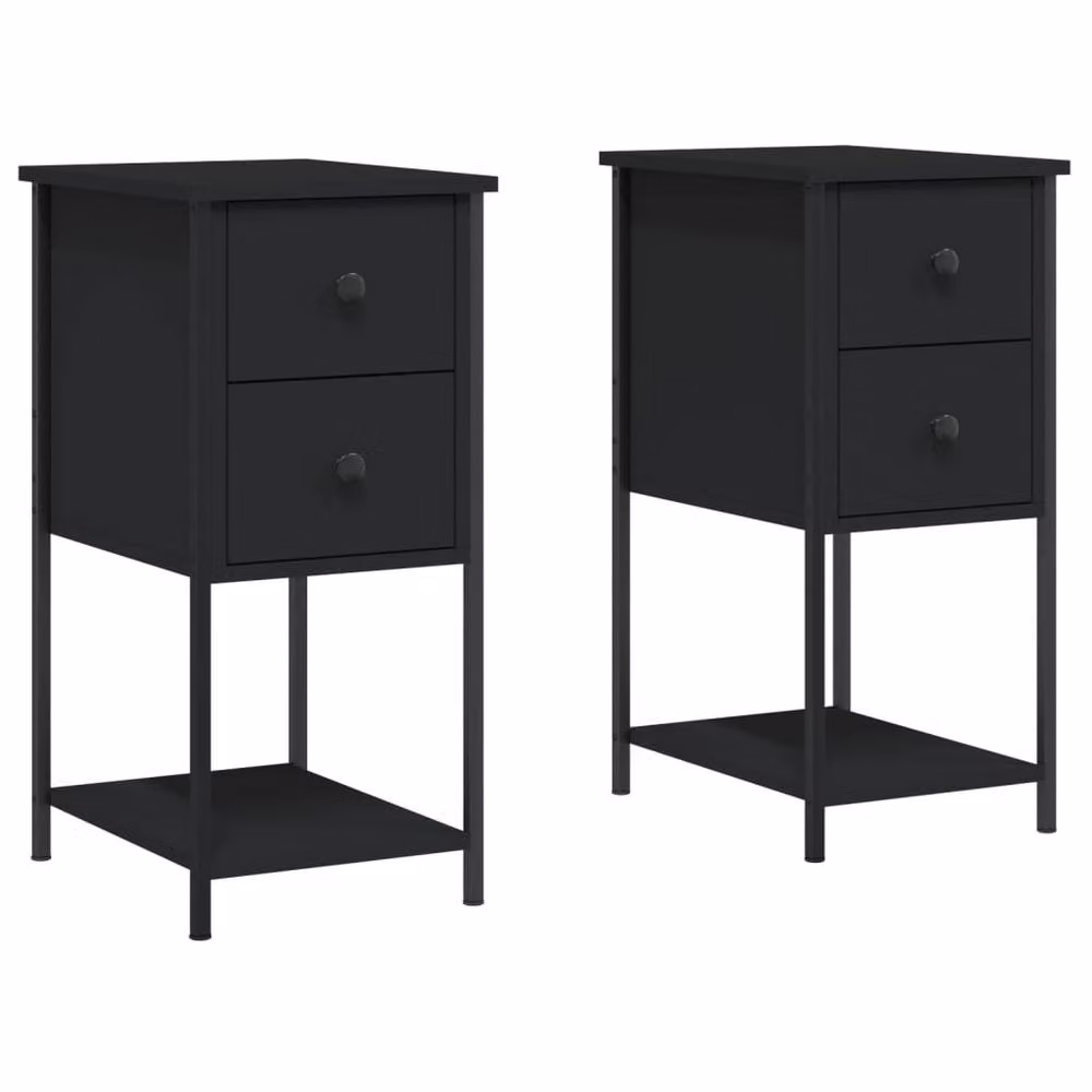 Berkfield Home Durable Bedside Cabinets, 2 Piece Set in Black, W/D/H: 32 x 42 x 70 cm – 3