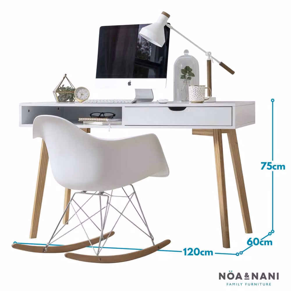 Nöa and Nani Ludvig Modern Computer Desk in White and Natural Pine – 3