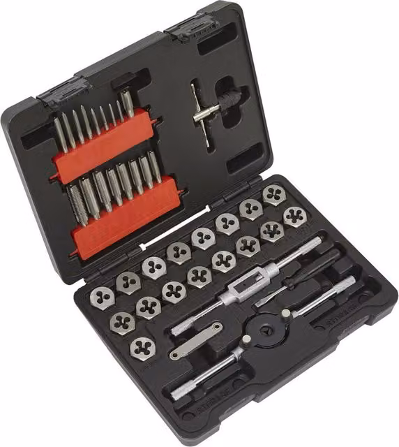 Loops 39pc Metric Tap and Hex Die Set M3 to M12 Carbon Steel Multicolour