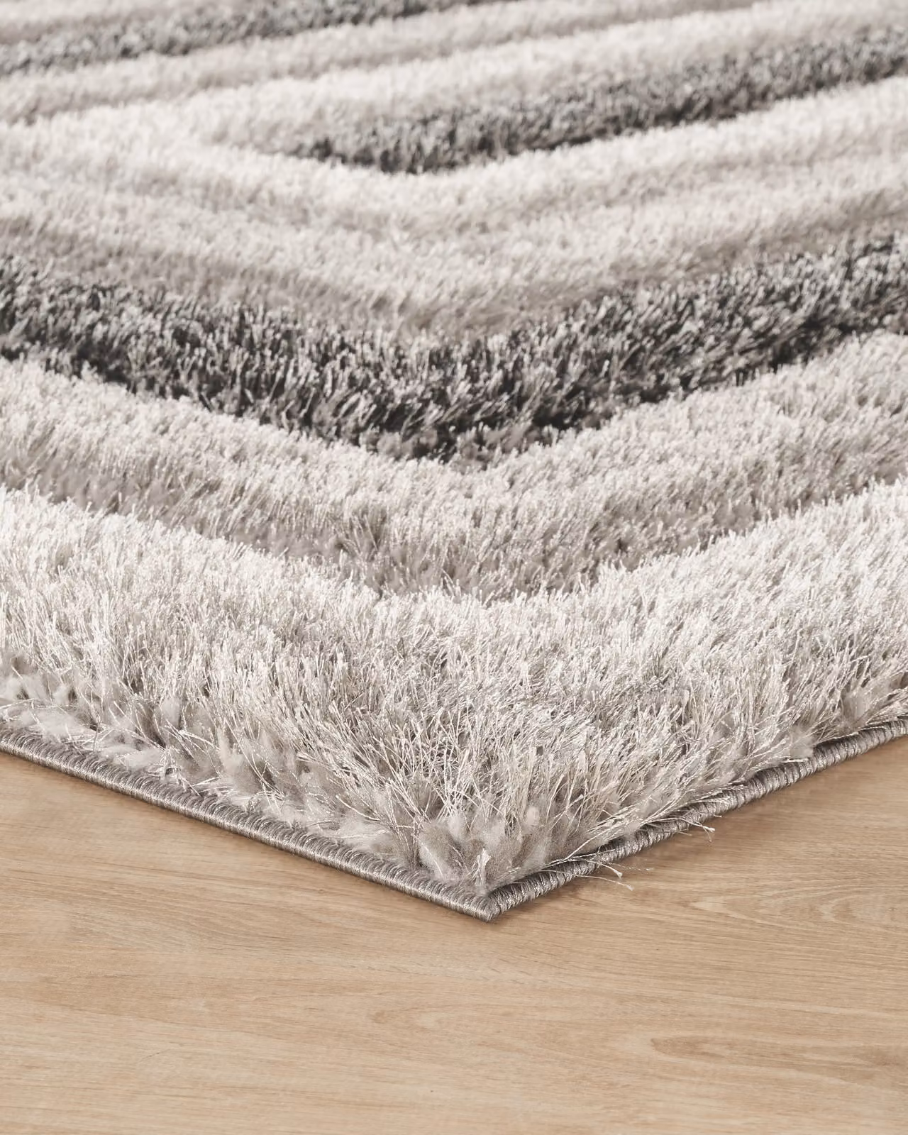 Desire Rugs Modern Soft Bordered Shimmer Shaggy Grey Area Rug, W: 160 cm, D: 230 cm – 4