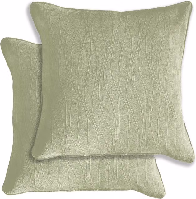 Enhanced Living Pair of Green Graphic Square Cushion Covers, W/D/H: 43 x 43 x 43 cm