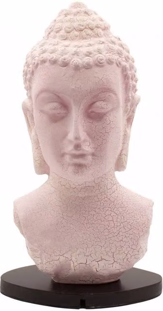 KDMD Buddha Bust Tabletop Lamp with Cherry Crackle Oval Stand in Dusty Pink