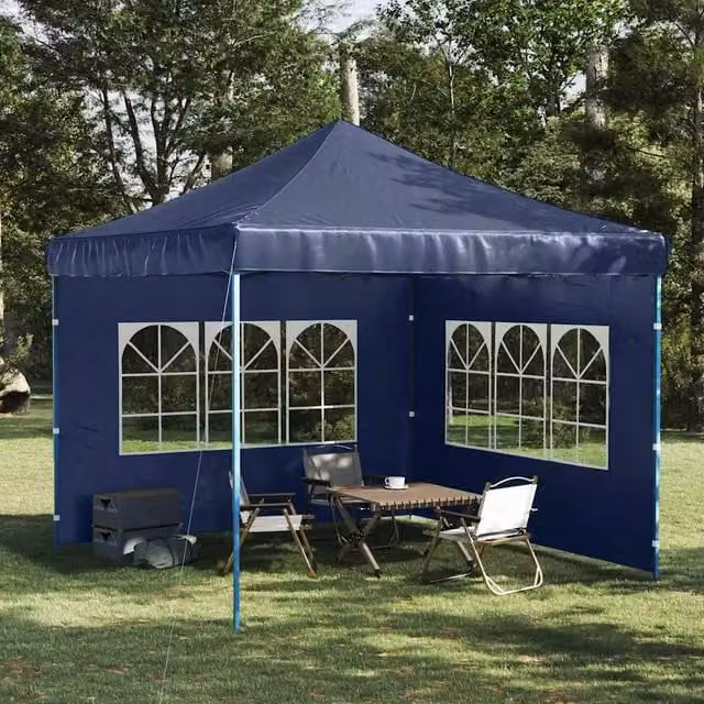 Berkfield Home Partytent Sidewall with Window, 2 Pieces, Navy Blue PE Polyester