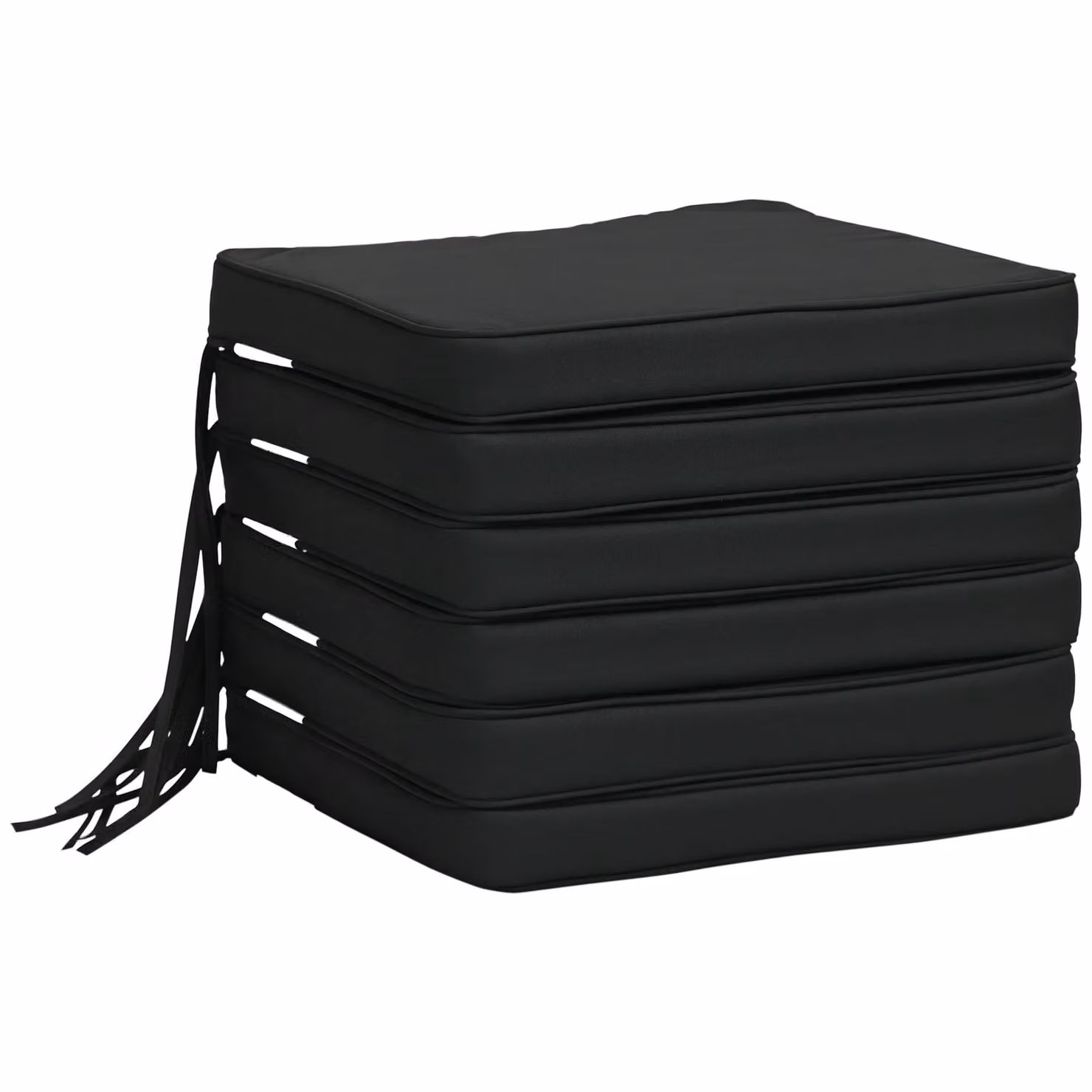 Outsunny Set of 6 Square Garden Chair Cushions with Ties in Black and Grey – 8