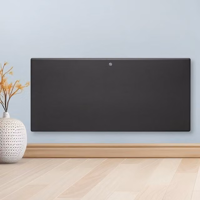 Purus Anthracite Grey Metal Electric Radiator with Thermostat and Timer