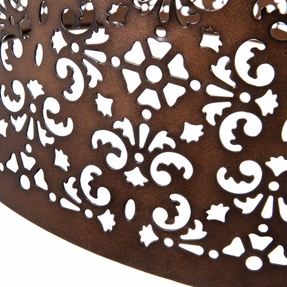 Happy Homewares Moroccan Designed Bronze Metal Pendant Shade with Floral Decor, Diameter: 40 cm – 4