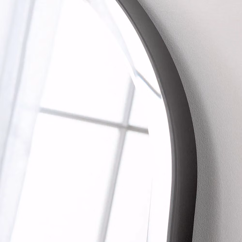 Yearn Mirrors Minimal Bevelled Mantle Mirror in Black, W: 91 cm, H: 69 cm – 2