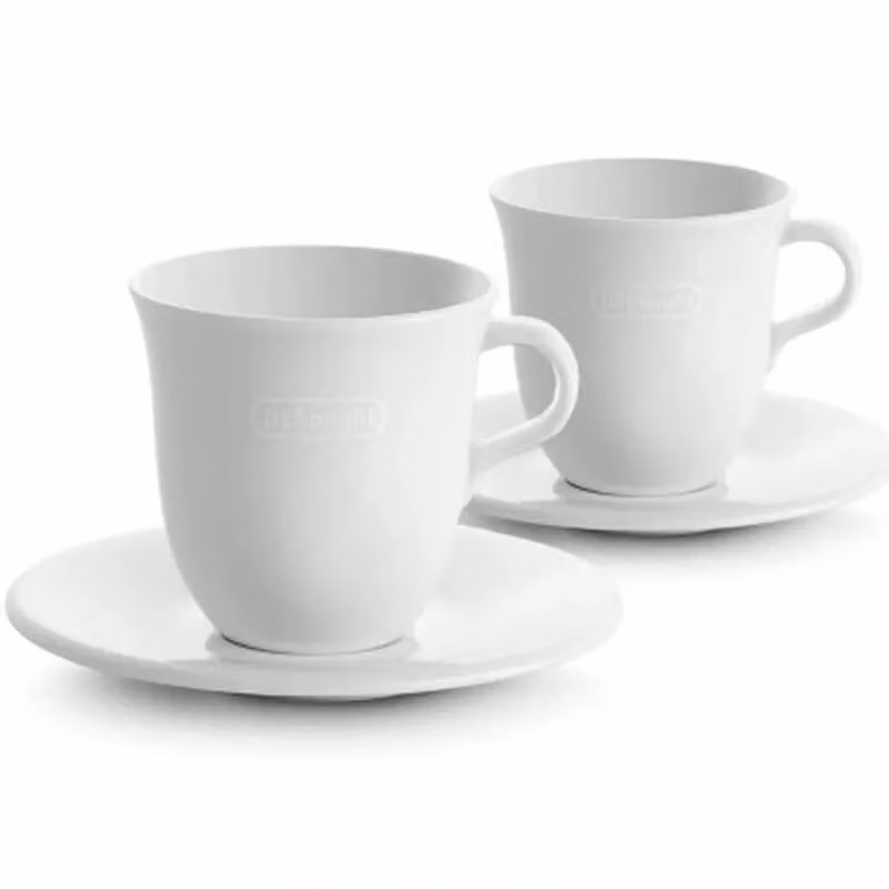 De'Longhi DLSC309 Porcelain Cappuccino Mugs, White, 270 ml, Twin Pack – 2