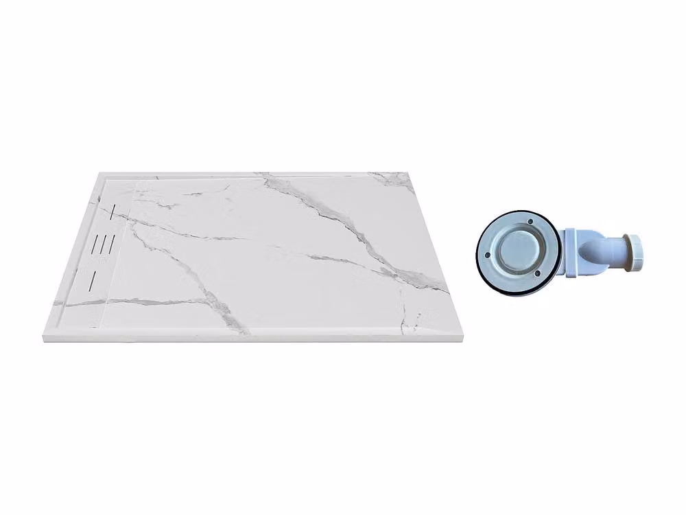 Vente-unique Ultra-Slim Trimmable SMC Resin Rectangular Shower Tray in Light Grey, W/D: 120 x 90 cm – 2