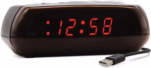 Acctim Miramar Digital Alarm Clock with Red LED Display and Battery Backup, Black and Red – 2