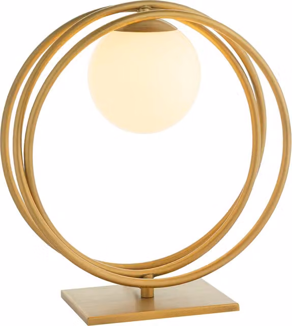 Perch & Parrow Katrina Opal Glass Hoop Table Lamp in Gold/Brass