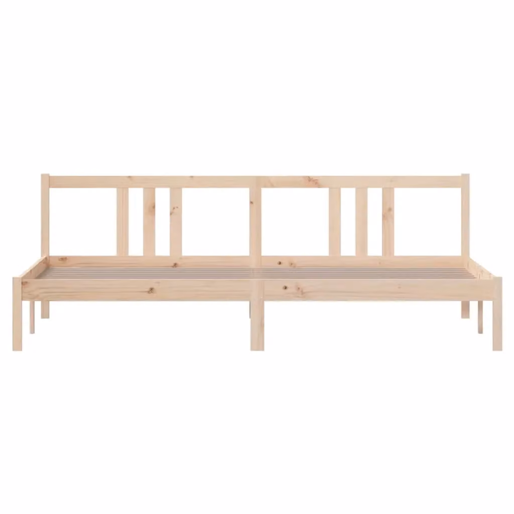 Berkfield Home Modern Solid Pine Wood Bed Frame, Brown, W/D/H: 200 x 200 cm – 2