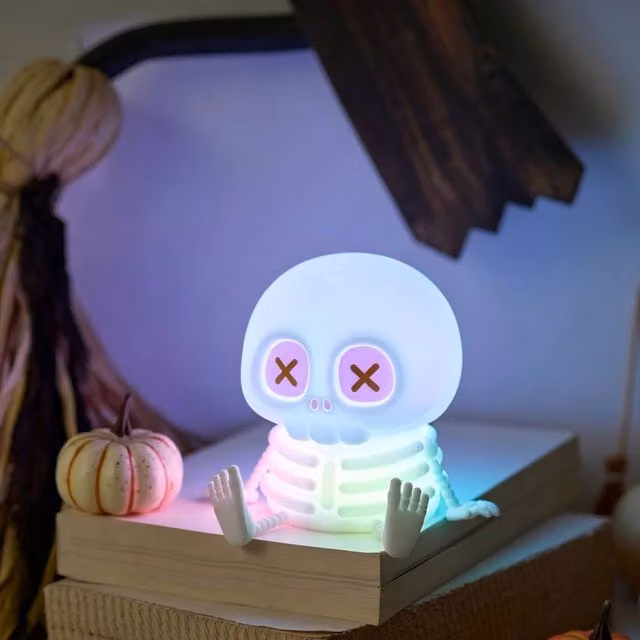 Lovii Cute Skeleton Silicone Rechargeable Touch Night Light in White with Multicolour RGB Effects