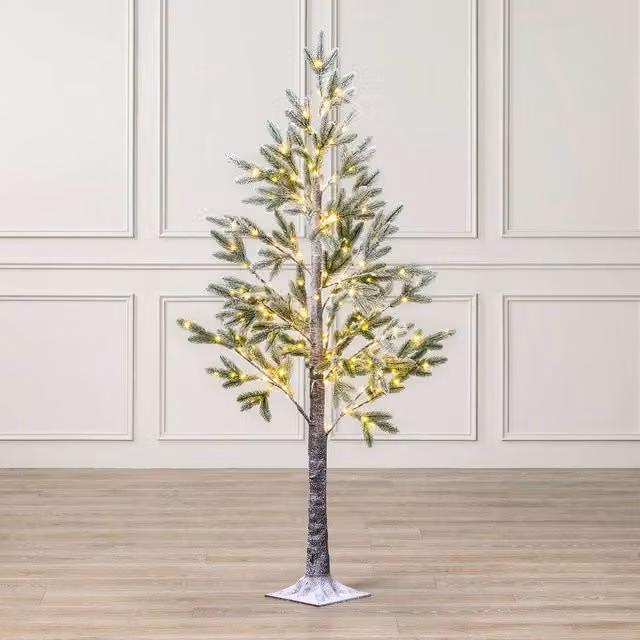 Christow 5ft Sparse Artificial Christmas Tree with 240 Warm White Micro LEDs in Green
