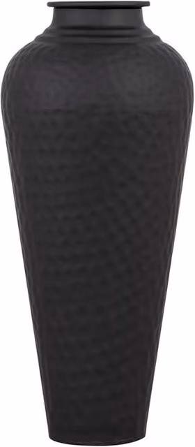 Lemon Pavilion Hammered Metal Vase with Lid, Black, W: 20 cm, D: 20 cm, H: 41 cm