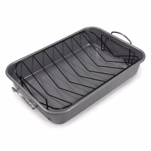 Carter & Clay Steel Non-Stick Rectangular Roasting Dish in Silver and Grey