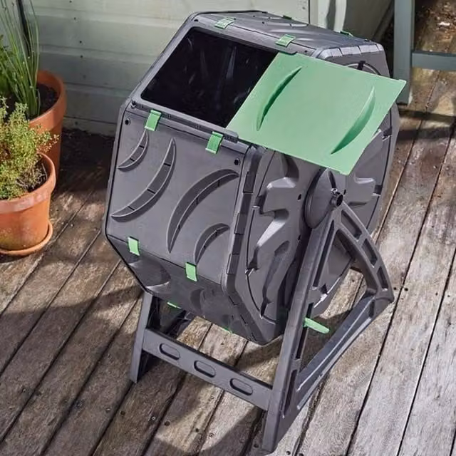 Garden Mile Manual Compost Tumbler in Black and Grey