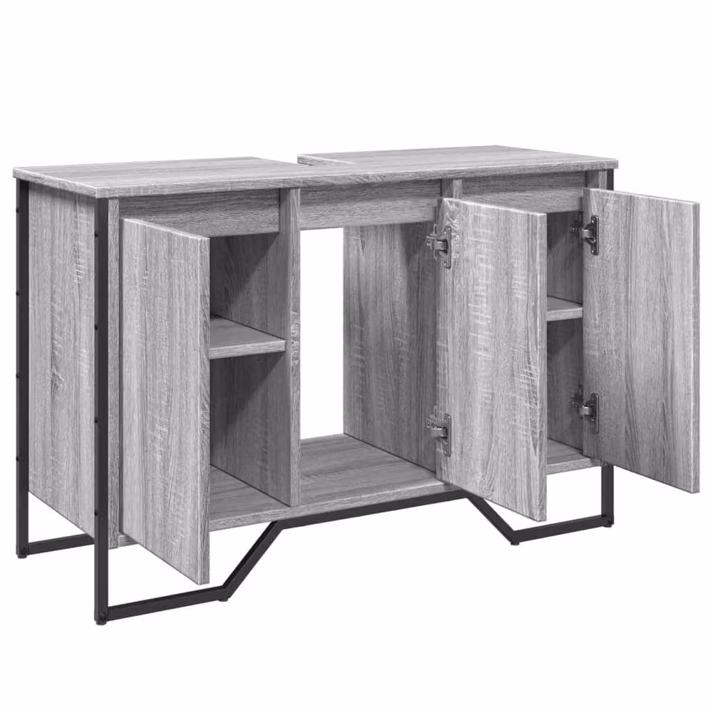 Berkfield Home Grey Sonoma Wall Mounted Bathroom Sink Cabinet W/D/H: 91 x 35 x 60 cm – 4