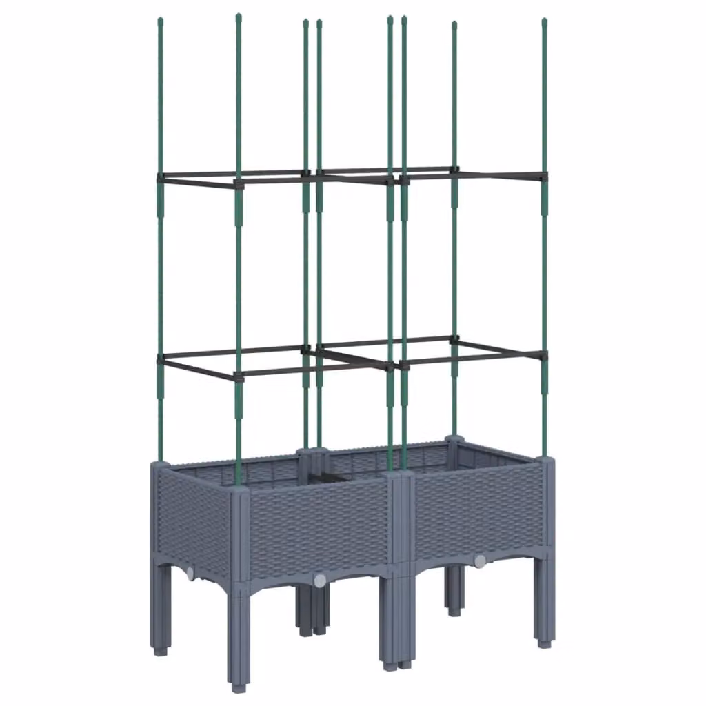 Berkfield Home Garden Planter with Trellis in Blue and Grey, W: 80 cm, D: 40 cm, H: 142.5 cm – 2