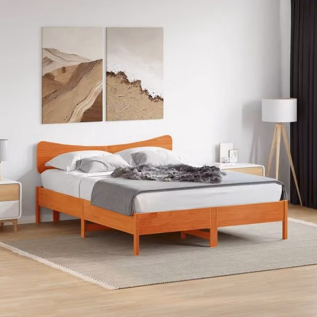 Berkfield Home Solid Pine Wood Headboard in Wax Brown, Width: 155.5 cm