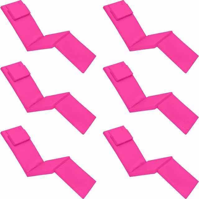Gardenista Pink Rectangular Outdoor Sun Lounger and Steamer Chair Cushion Set of 6