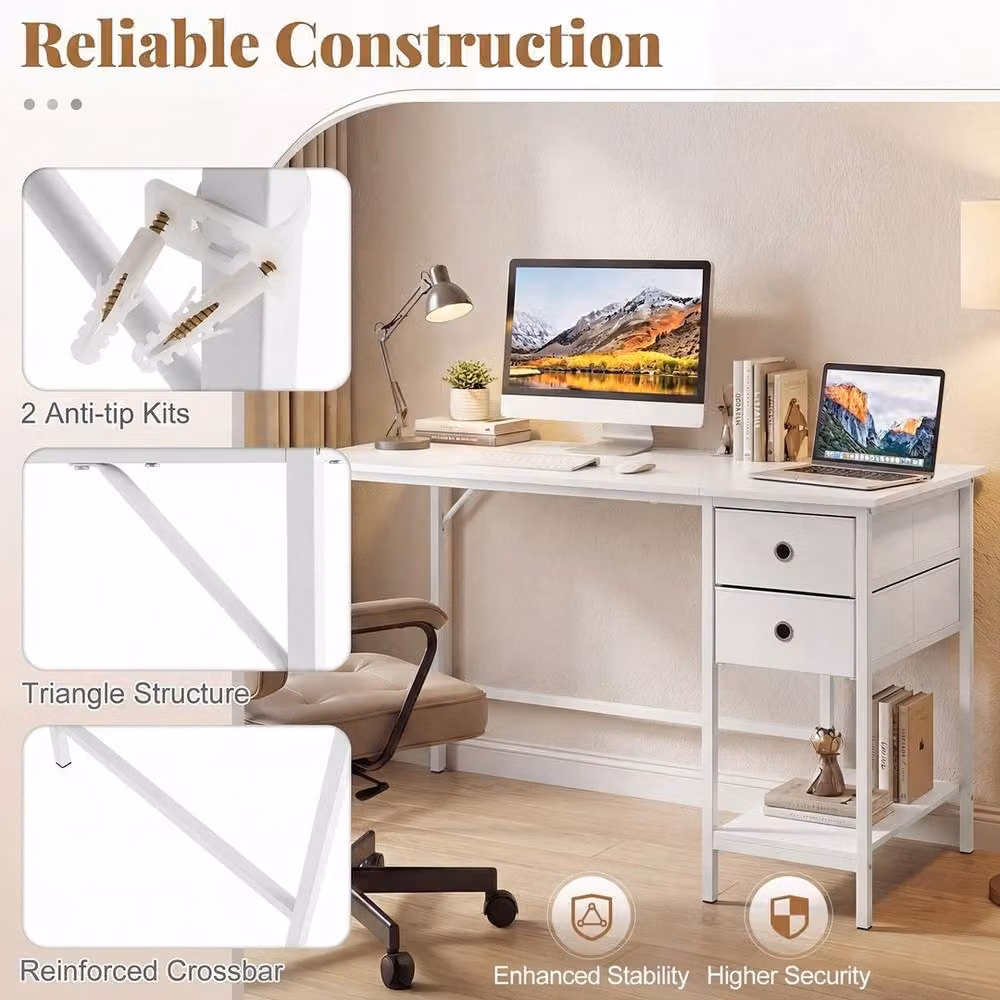 VOGREX Modern White Computer Desk for Home Office – 5