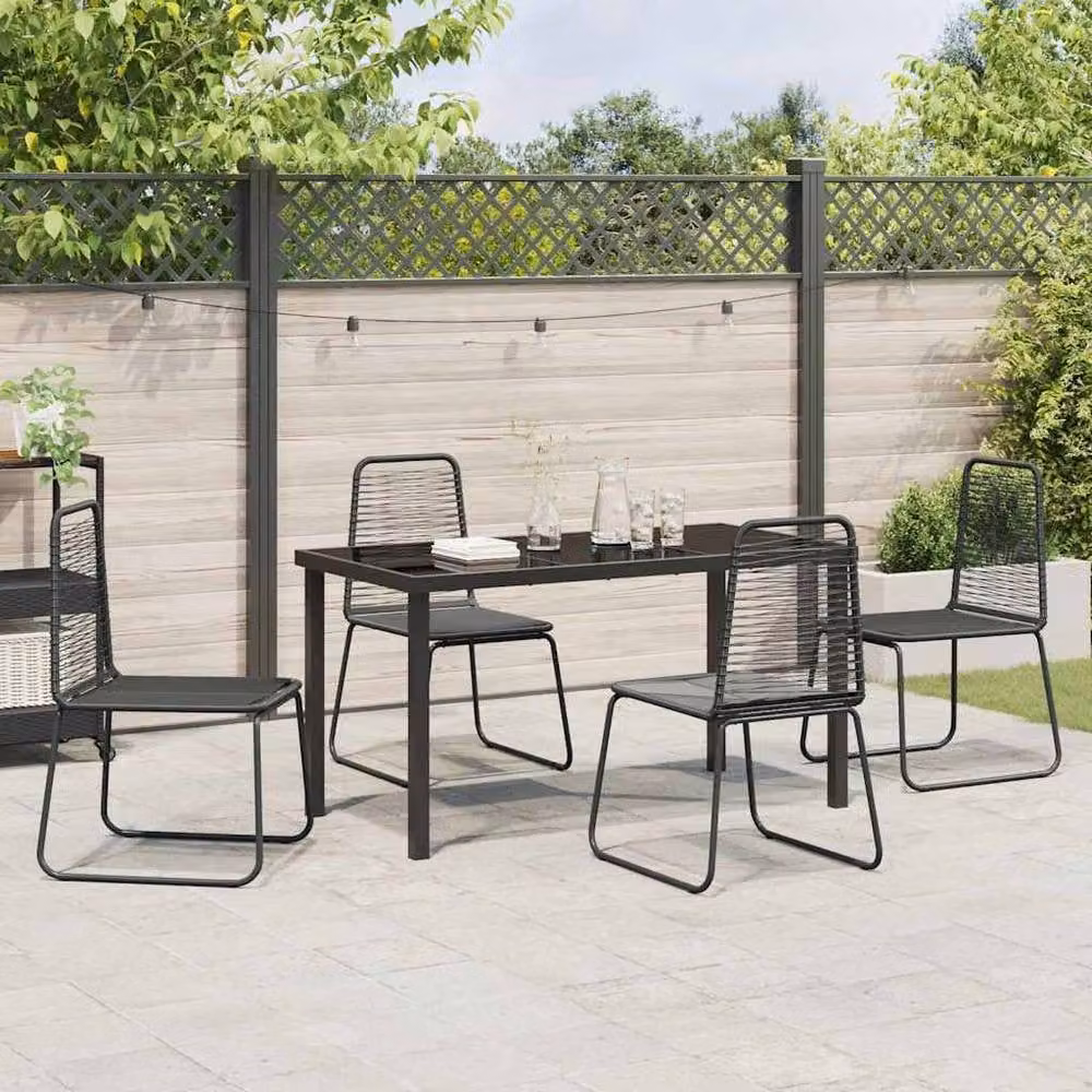 Berkfield Home 5-Piece Garden Dining Set in Black Powder-Coated Steel and Glass – 3