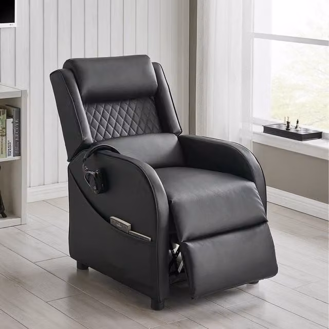 GRS Hazel Ergonomic Gaming Racer Recliner Chair in Black Faux Leather