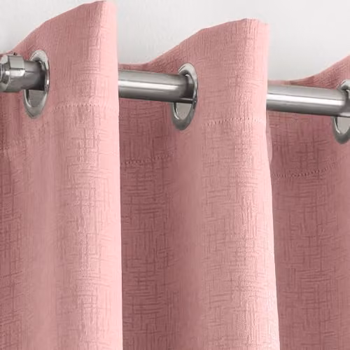 Enhanced Living Plain Textured Thermal Eyelet Curtains, Pink, W: 168 cm, H: 229 cm – 2