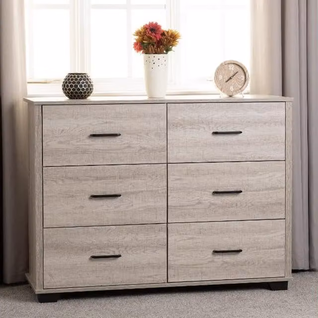Seconique Modern Oak Wood Freestanding Chest in Brown, Black or Beige