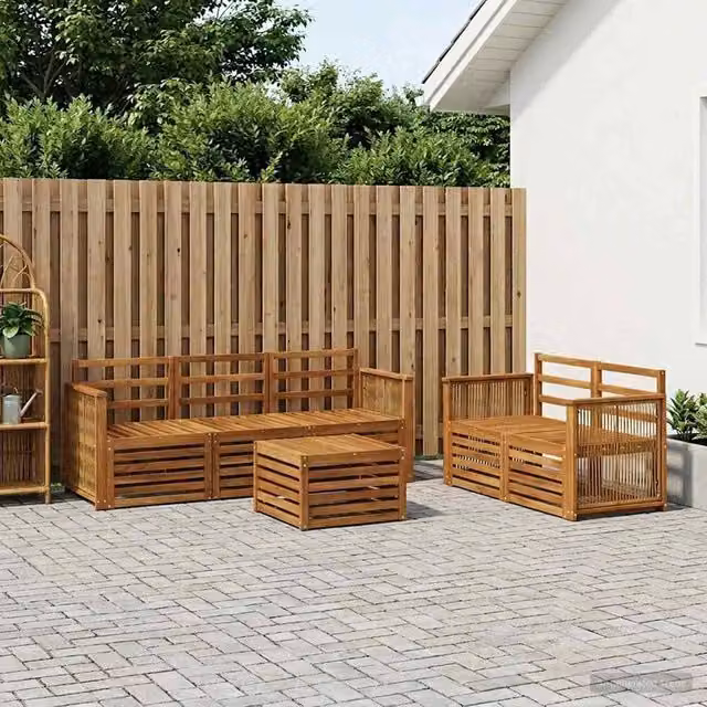 Berkfield Home 6-Piece Modern Garden Sofa Set in Brown Solid Acacia Wood