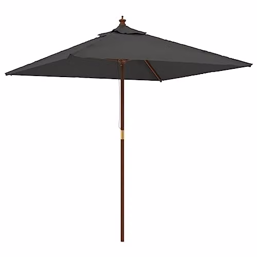 vidaXL Garden Parasol with Wooden Pole in Anthracite, W/D/H: 198 x 198 x 231 cm