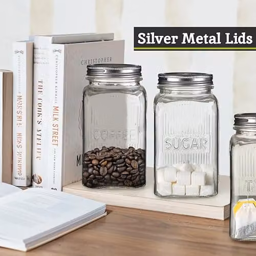 Orsina Set of Three Transparent Glass Jars with Gold Metal Screw Lids – 3