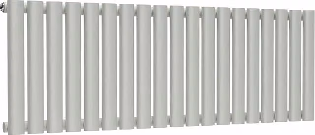 Lux Heat Oval Horizontal Wall Mounted Radiator in Grey, W: 114 cm, H: 40 cm