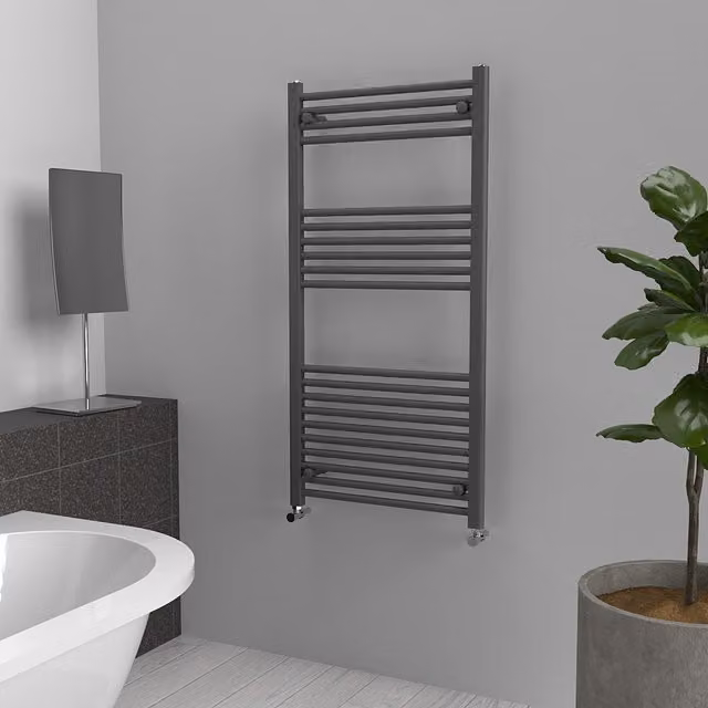 Lux Heat Anthracite Steel Wall Mounted Towel Rail, Anthracite Grey, W/H: 120 x 120 cm