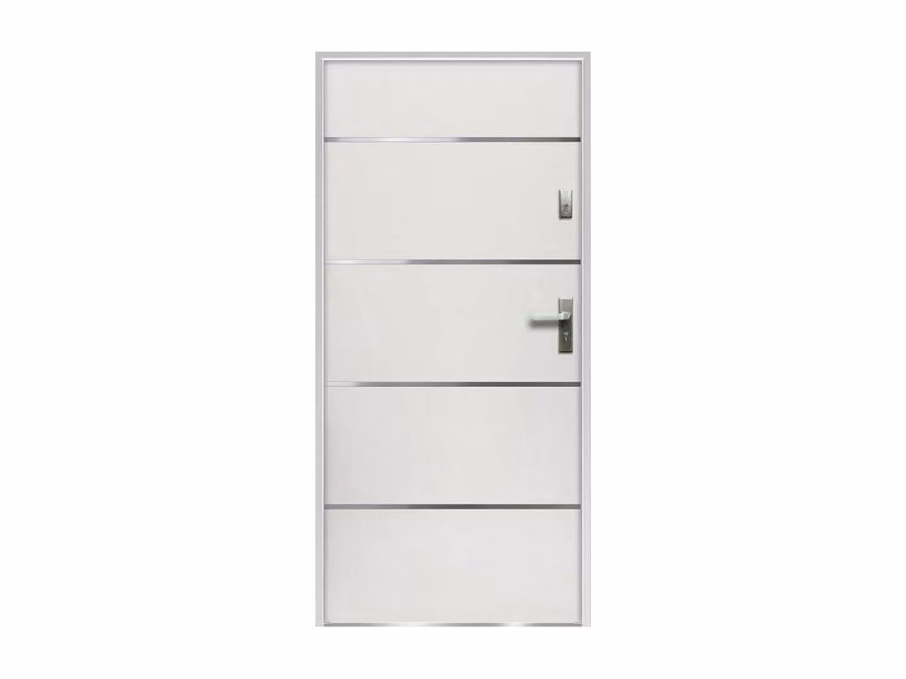 Vente-unique Modern Solid Steel and Stainless Steel Front Door, White, H: 206.5 cm, W: 100 cm – 2