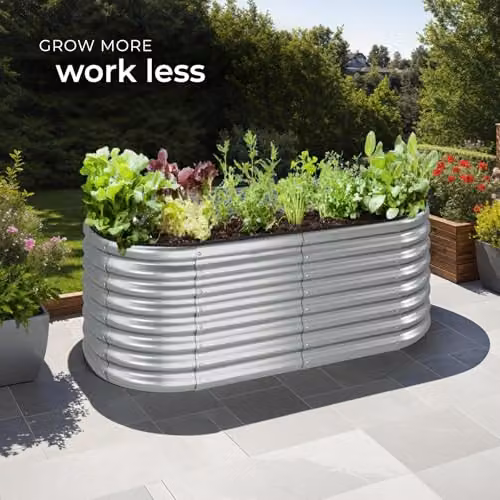 tectake Raised Garden Bed in Silver Galvanised Steel with 804L Capacity, W/D/H: 160 x 80 x 80 cm – 7