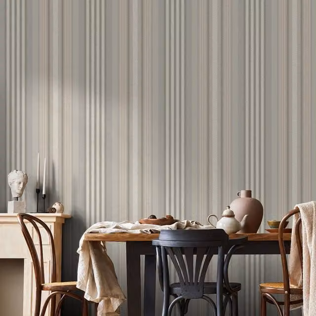 Superfresco Easy Loom Stripe Abstract Wallpaper in Beige and Yellow