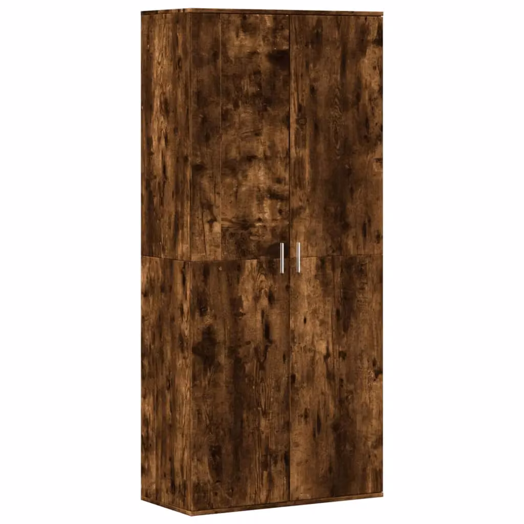 Berkfield Home Smoked Oak Shoe Cabinet in Brown, W: 80 cm, D: 39 cm, H: 178 cm – 2
