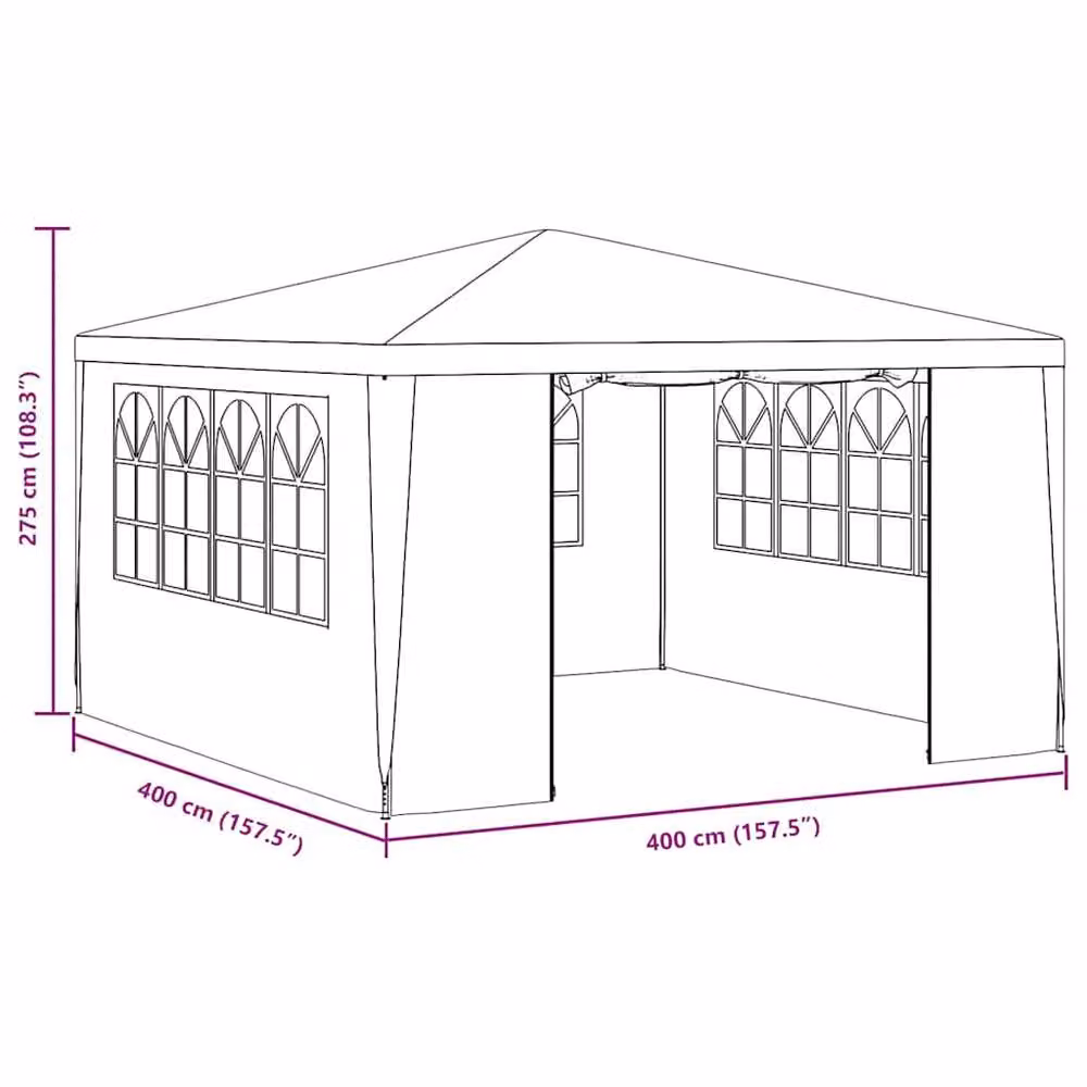 Berkfield Home Professional Party Tent with Side Walls, Anthracite, W: 400 cm, D: 400 cm, H: 275 cm – 4