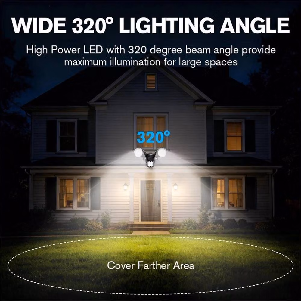 NESTLUNE LED Twin Head Security Floodlight with PIR Motion Sensor in Black, Diameter: 40 cm, Height: 25 cm – 4