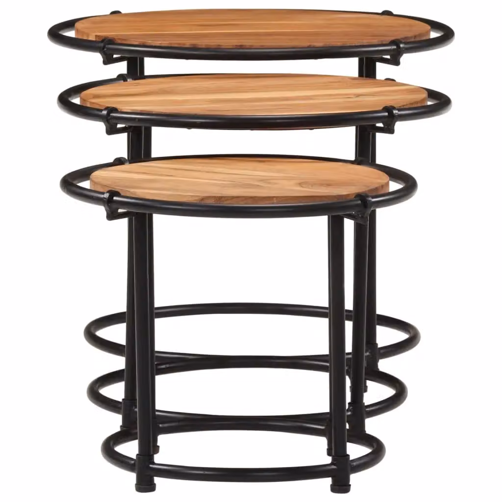 Berkfield Home Nesting Tables, Set of 3, Solid Acacia Wood, Brown – 3