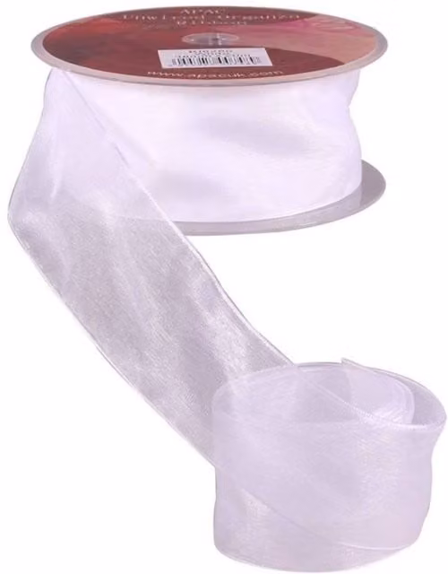 KDMD White Woven Edge Organza Ribbon, 38mm, 2 Pack