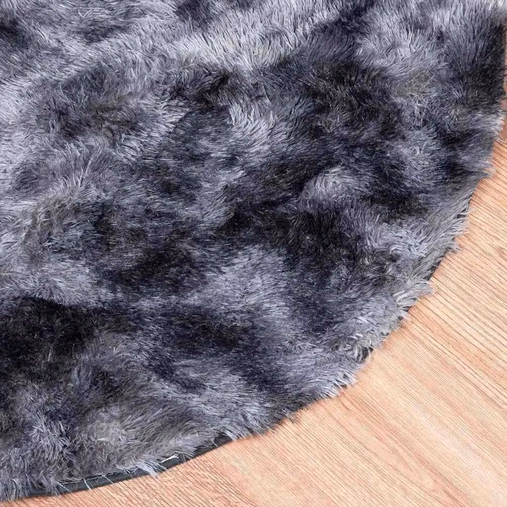 Berkfield Home NAVARRA Shaggy High Pile Round Rug, Grey, W/D: 120 x 120 cm – 3